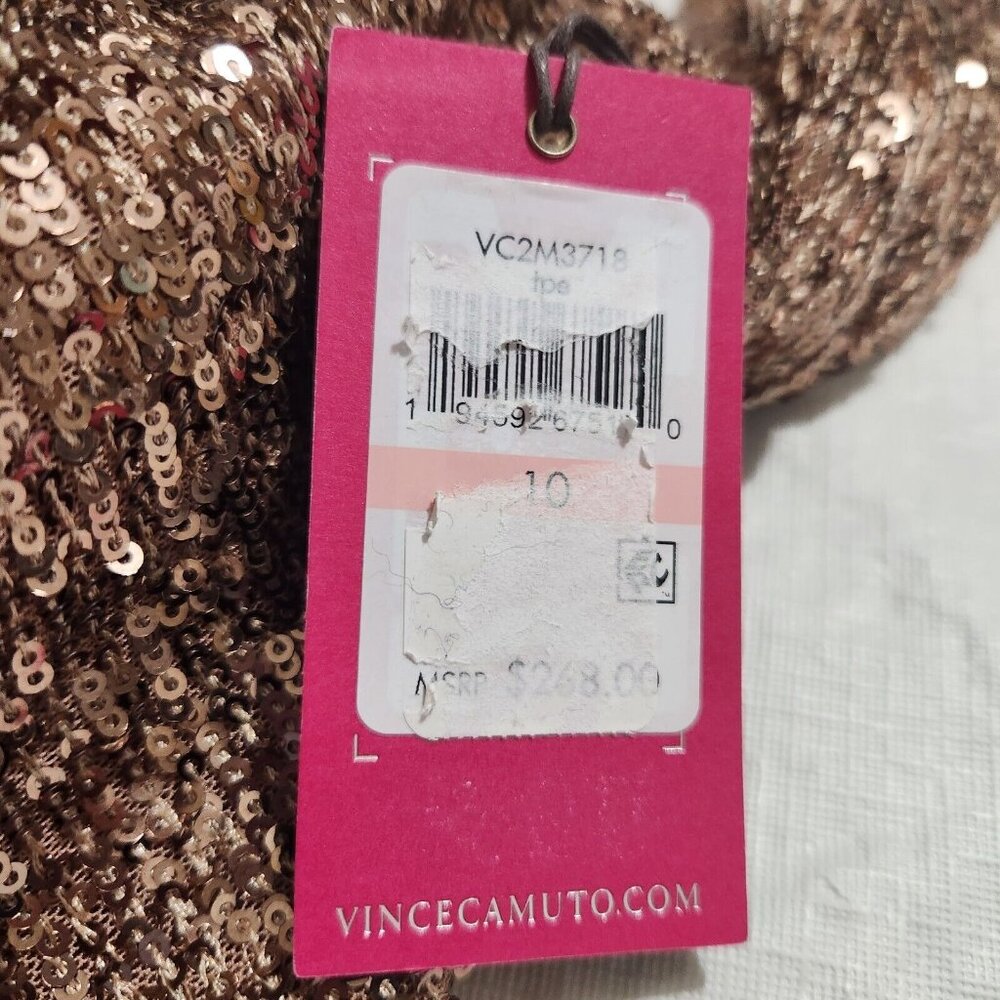 Vince Camuto Sequin Draped Off-the-Shoulder Sweetheart Neck Size 10 Dress (CJ8) - Picture 12 of 12